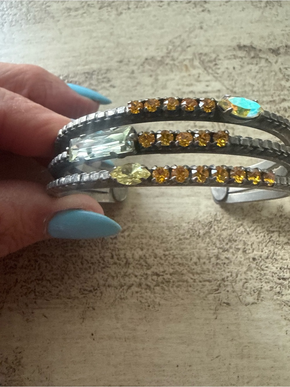 Sorrelli Lemon Zest Multi Strand Crystal Cuff Bracelet Palladium